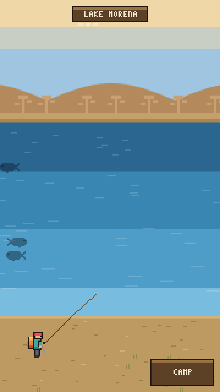 Fishing from the shore of Lake Morena at dusk