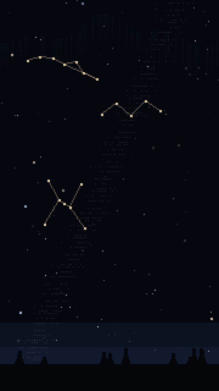 Constellations traced across a night sky with the northern lights