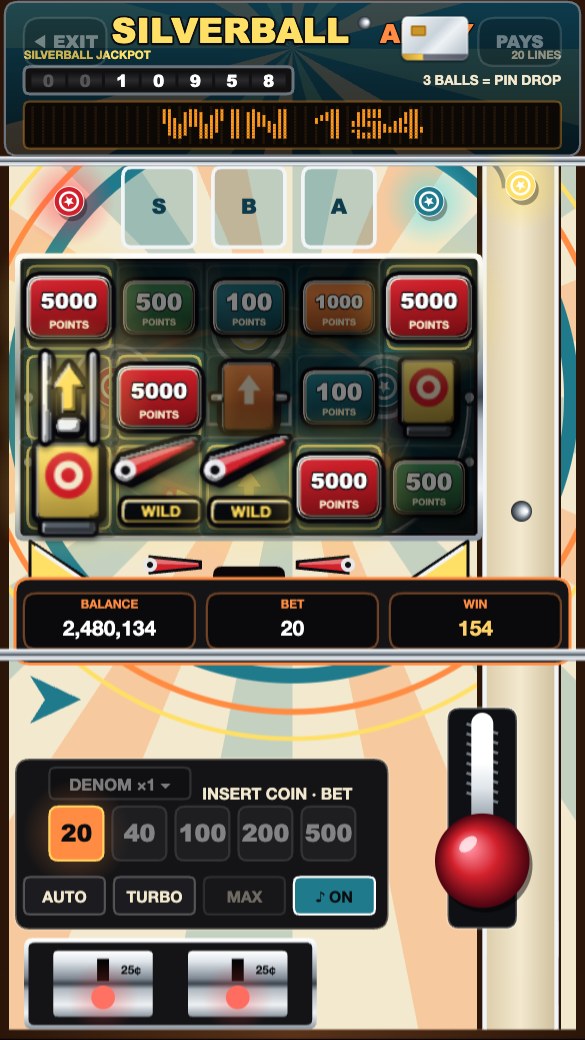 Silverball Alley, a slot dressed as a pinball backglass