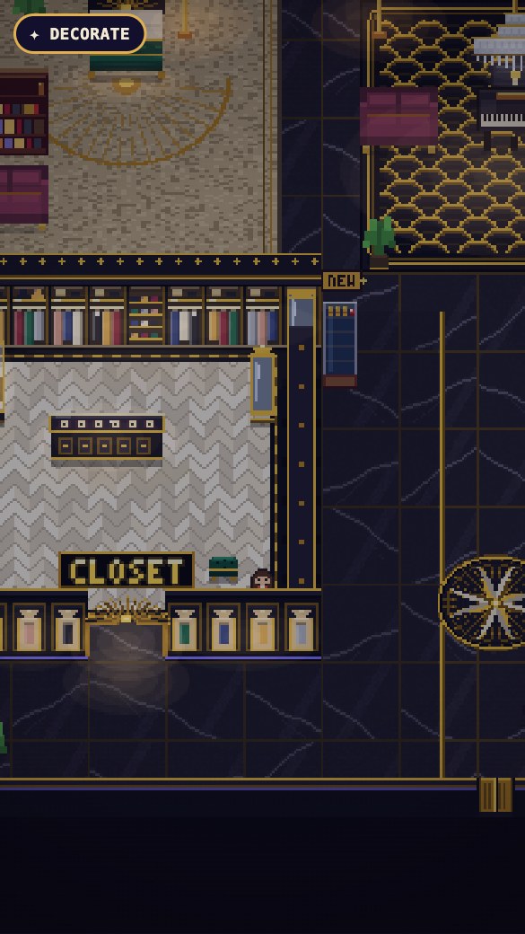 The walk-in closet with rails of clothes